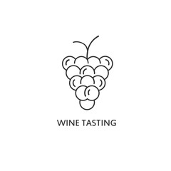 logo or label Wine tasting. Line style logotype template with grape. Vector abstract logo or emblem.