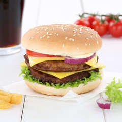 Double Cheeseburger Hamburger Burger Cola Getränk