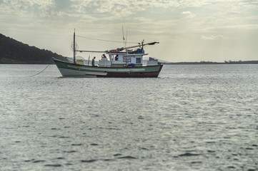 Naklejka premium fishing boat anchored