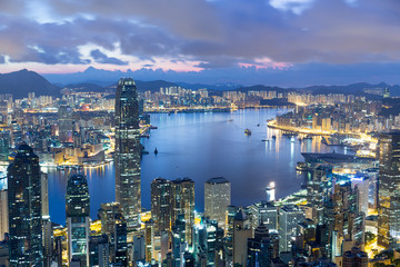 Panele Szklane  Wschód słońca w Hongkongu