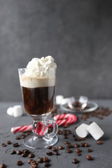  Iced coffee with whipped cream, marshmallow and candycane