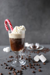  Iced coffee with whipped cream, marshmallow and candycane