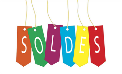 Soldes sur étiquettes colorées
