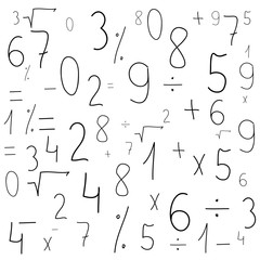 numbers and symbols. mathematics . business. random scatter . vector illustration