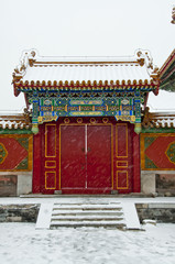 chinese traditional red gate in Beijing,, China