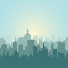 Modern city skyline silhouette. Vector illustration