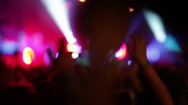 Footage of a crowd making party at a rock concert