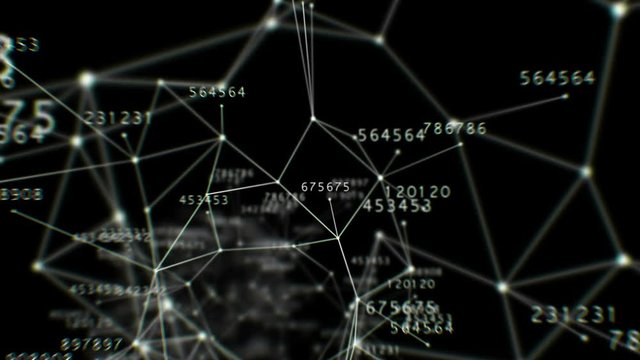 Beautiful Flight Through the Digital Tunnel with Numbers. Connecting Lines and Dots. Abstract Space Background with Tunnel Grid. Looped 3d animation. HD 1080.