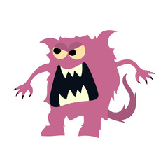Cartoon flat monsters big icon. Colorful kid toy cute monster. Vector