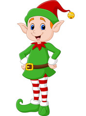 Cute green elf posing. isolated on white background
