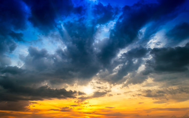 Sky and Raincloud in sunset, Soft & Blur for background