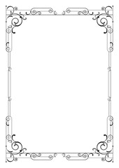 Whimsical black rectangular frame. A4 page proportions.