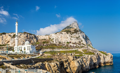 Rock of Gibraltar and Mosque seen from Europa Point