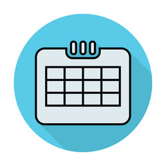 Calendar icon on a blue background. Flat design. Vector illustration.
