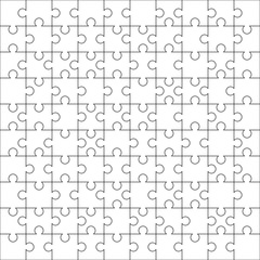 Jigsaw Puzzle Template. 10 x 10 puzzle. Vector illustration.
- 131211813