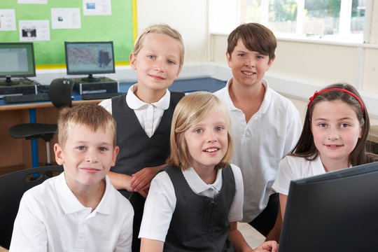 Portrait Of School Children In Computer Class