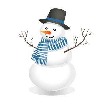 snowman in a top hat and red scarf.