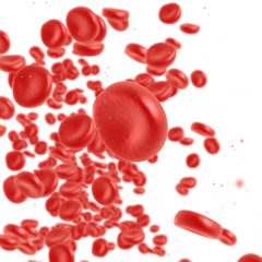 Red blood cell flowing in vein or artery. 3d render. Healthcare and medical zoom concept.