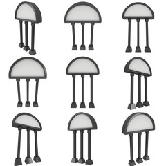 Billboard blank for outdoor advertising poster set. Trade show booth. 3d render isolated on white background