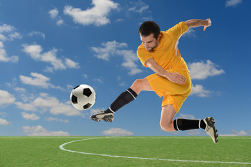 Obraz premium Soccer Player Kicking Ball