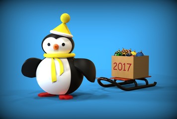 3d illustration of New Year toys