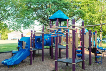 Fototapeta na wymiar Playground on yard in the park