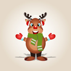 Christmas deer, happy winter xmas holiday animal.