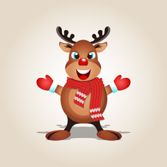 Christmas deer, happy winter xmas holiday animal.