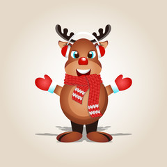 Christmas deer, happy winter xmas holiday animal.