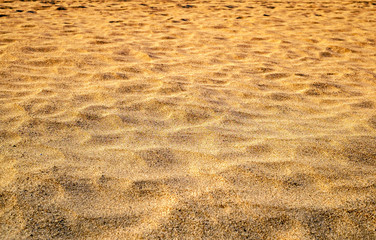 Sunset on the beach. Golden sand texture.