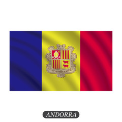 Waving Andorra flag on a white background. Vector illustration