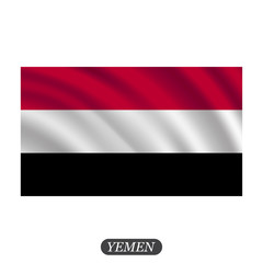 Waving Yemen flag on a white background. Vector illustration
