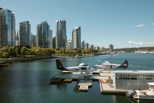 Sea Plane And Skyline, Vancouver, British Columbia, Canada