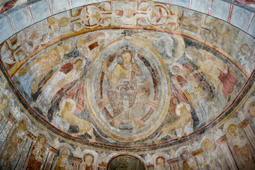 Romanesque fresco of Majestas domini