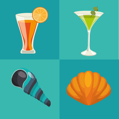 travel holidays flat line icons vector illustration design