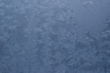 Glass covered with frost, closeup