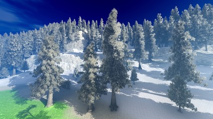 aerial view of a north american forest at fall 3d rendering