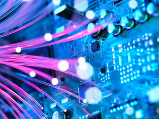 Cyber attack with fibre optics shooting past electronics of broadband hub