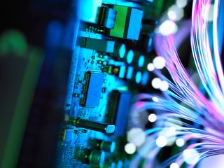 Cyber attack with fibre optics shooting past electronics of broadband hub