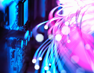 Cyber attack with fibre optics shooting past electronics of broadband hub