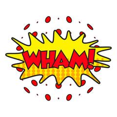 Wham comic sound effects. Sound bubble speech with word and comic cartoon expression sounds vector illustration.
