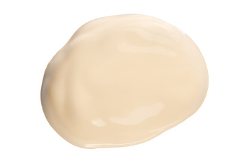 Round face make-up liquid foundation sample on a white background