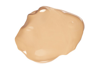 Matte smeared face make-up creme foundation sample on a white background, clipping path included
