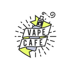 Vector Vaping Badges, Modern Line Art Labels, Vape Shop Logo