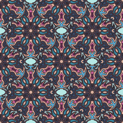 Ornate floral seamless texture, endless pattern with vintage mandala elements.