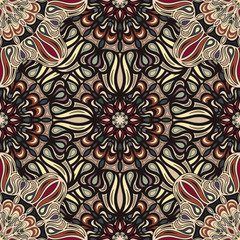Ornate floral seamless texture, endless pattern with vintage mandala elements.