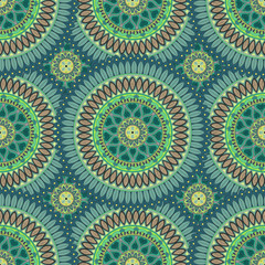 Ornate floral seamless texture, endless pattern with vintage mandala elements.