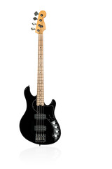 Obraz premium Black bass electric guitar on white