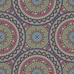 Ornate floral seamless texture, endless pattern with vintage mandala elements.
