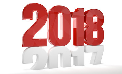 2018 red isolated over old 2017 3d render